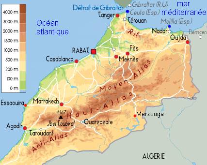 carte du MAROC relief